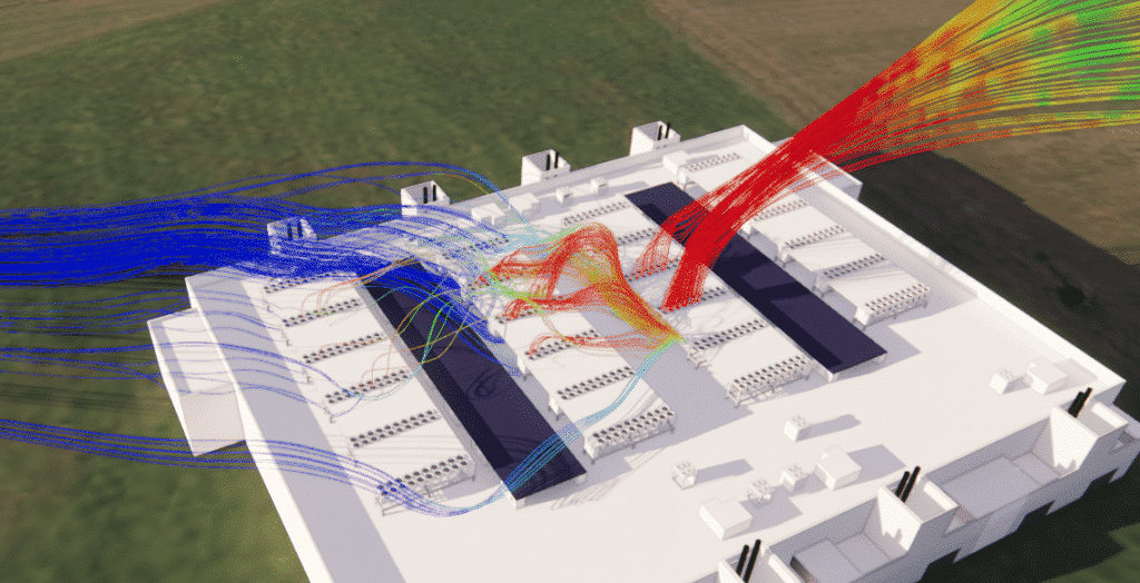 Etude des recirculation d'air chaud sur la toiture d'un data center - étude CFD