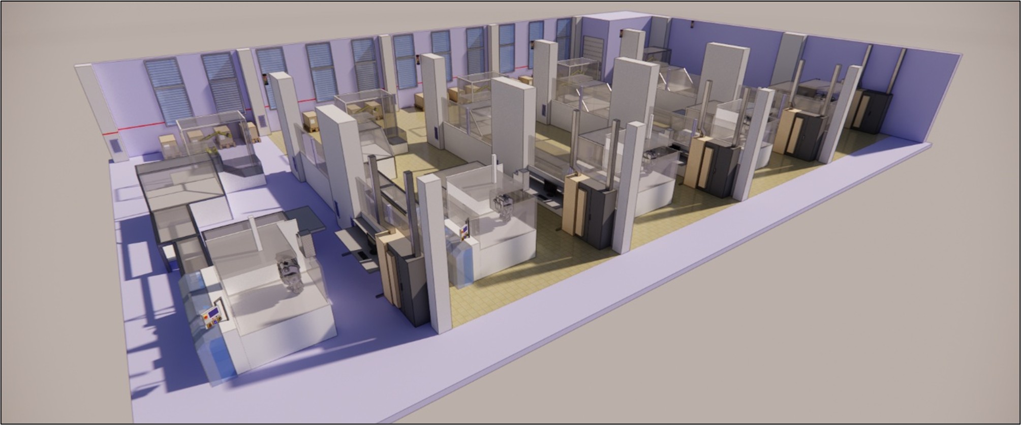 ligne production pharmaceutique modele 3D